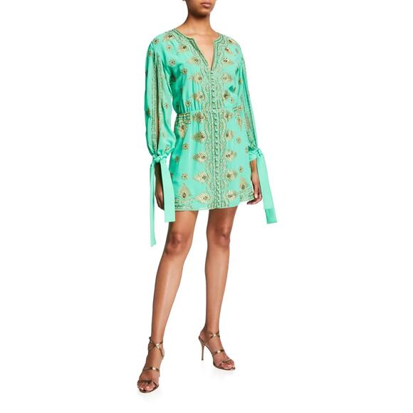 ALICE + OLIVIA Zia Embellished Drop-Shoulder Short Dress - Picture 5 of 13